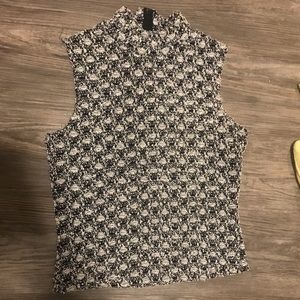 Vintage Textured Mock Neck Top
